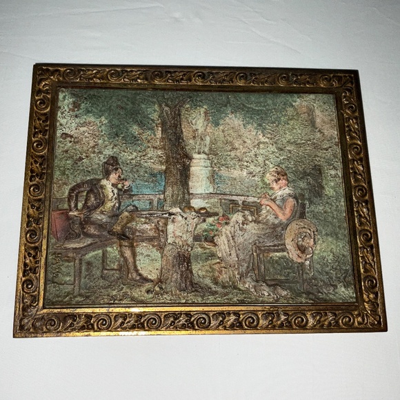 BRADLEY & HUBBARD Antique Painted Cast Iron Garden Scene - Picture 2 of 11